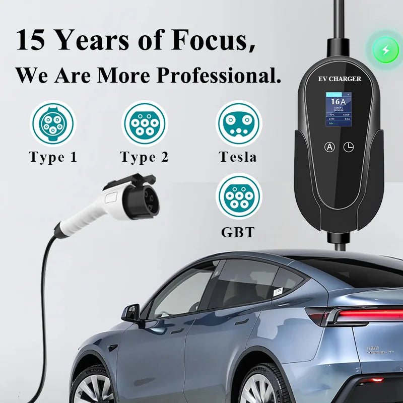Caricabatterie EV Portatile - Tipo 2 da 3,5kw con cavo da m 5, da 6 a 16A